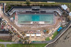 Overhead picture captures the progress made as pool testing is completed.