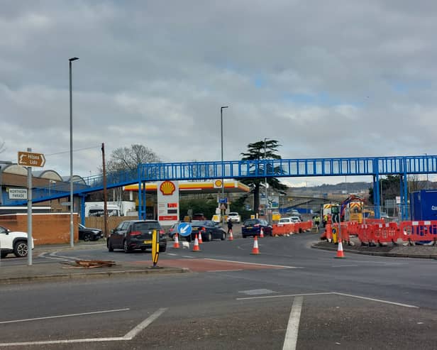 Two lanes have been shut northbound on London Road near the the Shell garage. To leave the city, traffic is being directed through the bus lane.