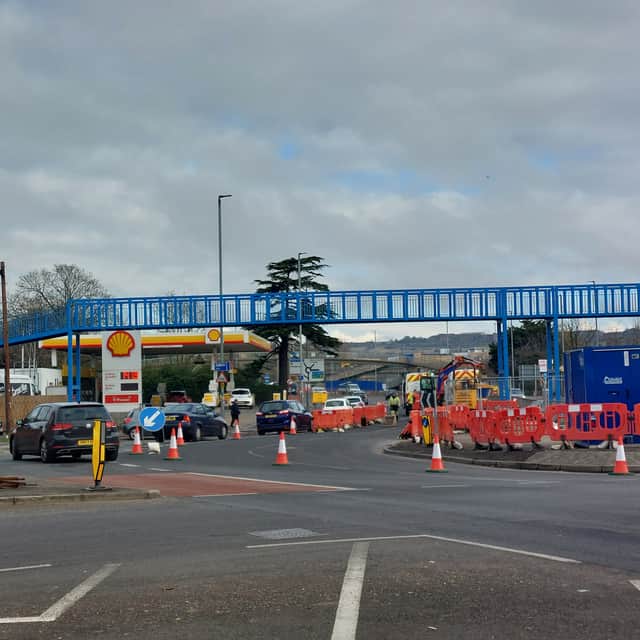 Two lanes have been shut northbound on London Road near the the Shell garage. To leave the city, traffic is being directed through the bus lane.