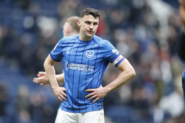 Pompey skipper Regan Poole reflects on a hugely disappointing late Pompey defeat. Picture: Paul Thompson/ProSportsImages