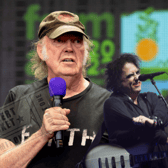 Neil Young has revealed there will be no platinum ticket sales for his upcoming tour, drawing inspiration from The Cure's Robert Smith (right)