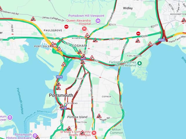 There are long delays into Portsmouth this morning following a crash on the M27 westbound near Junction 12 M275. Traffic is backing up to the A3 and A27.