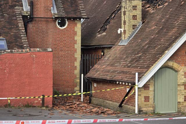 Damage caused to Emsworth Community Centre following a fire.