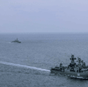 Royal Navy ships monitored a Russian taskforce sailing near Portsmouth carrying ammunition from Syria. PIctured is HMS Somerset sailing near destroyer RFN Severomorsk.