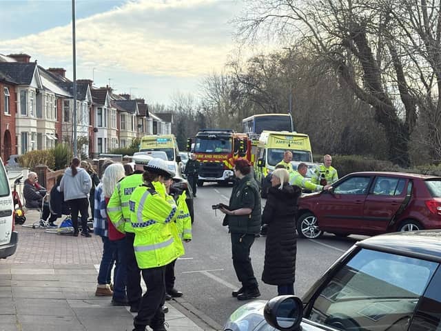 Emergency services scrambled to Tangier Road in Baffins, Portsmouth, earlier this morning following a crash.