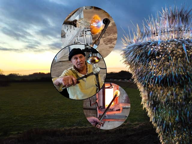 inside the Glasform workshop, where John Ditchfield makes his beautiful glass sculptures, at Singleton, Lancashire