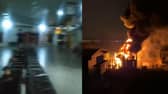 Heathrow Airport in darkness after a fire at a nearby electrical substation.