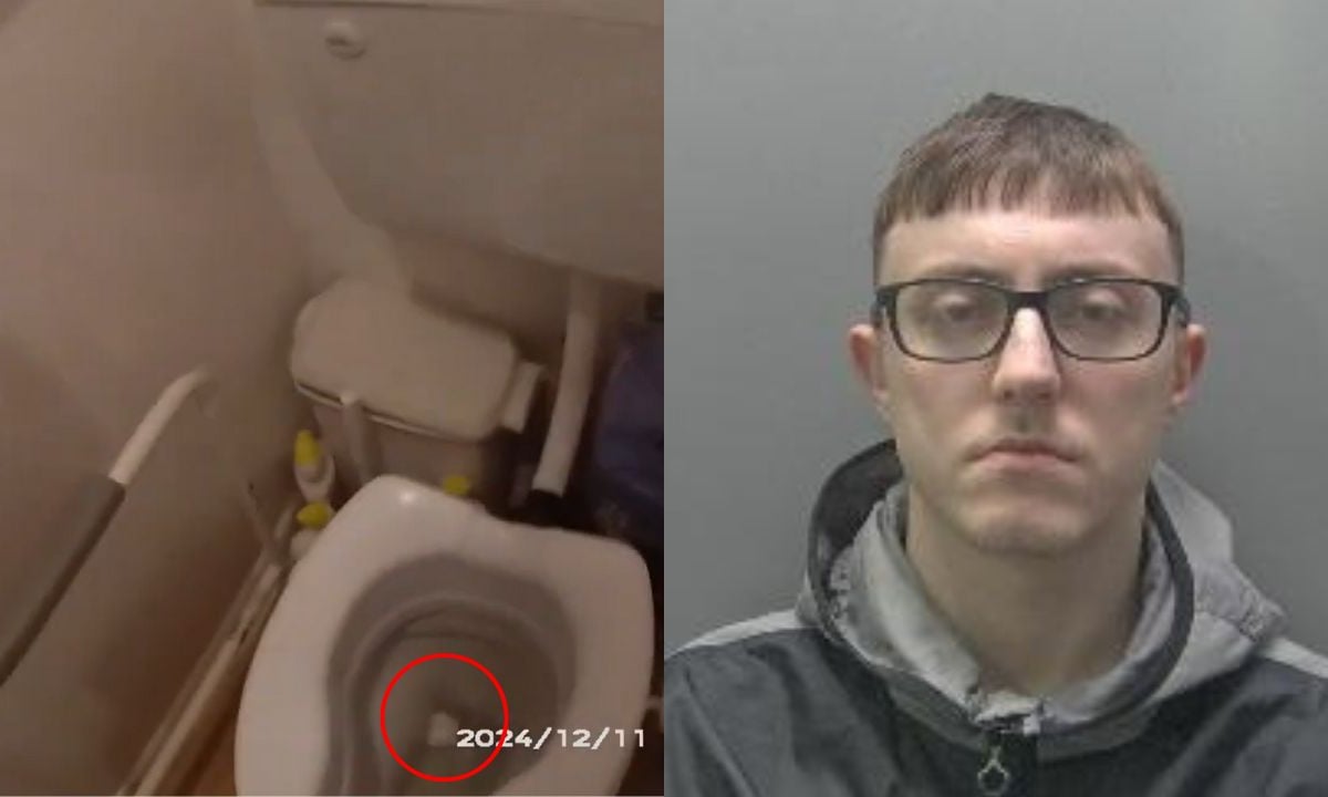 Dramatic moment class A drug dealer caught trying to flush crack cocaine and heroin down the toilet
