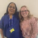 Caitlyn, now a midwife in Canada, reunited with Dr Vaithillingaham who delivered her at St Mary's Hospital in 1999 at 26 weeks weighing just 1lb and 4.5 ounces.