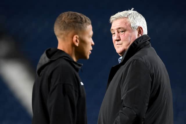Steve Bruce and Dwight Gayle ahead of Newcastle's trip to West Brom in 2020