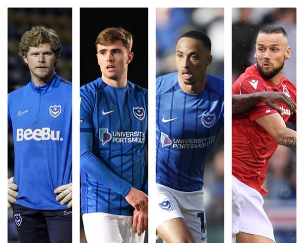 From left to right: Ben Killip, Zak Swanson, Cohen Bramall and Alexander Milosevic all have Pompey deals at a close this summer.
