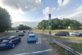 One lane is currently closed on the A27 roundabout linking the dual carriageway with the M27.