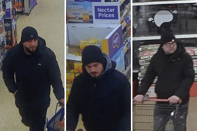 Hampshire and Isle of Wight Constabulary wish to speak to these men after brazen shoplifters tried to steal £900 of whiskey from a Sainsbury's store in Fareham.