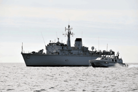 Eight of the new SEA-class Vahana boats have been named. Pictured is one of the vessels sailing near HMS Cattistock.