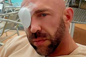 Andy Ingram after eye surgery.
