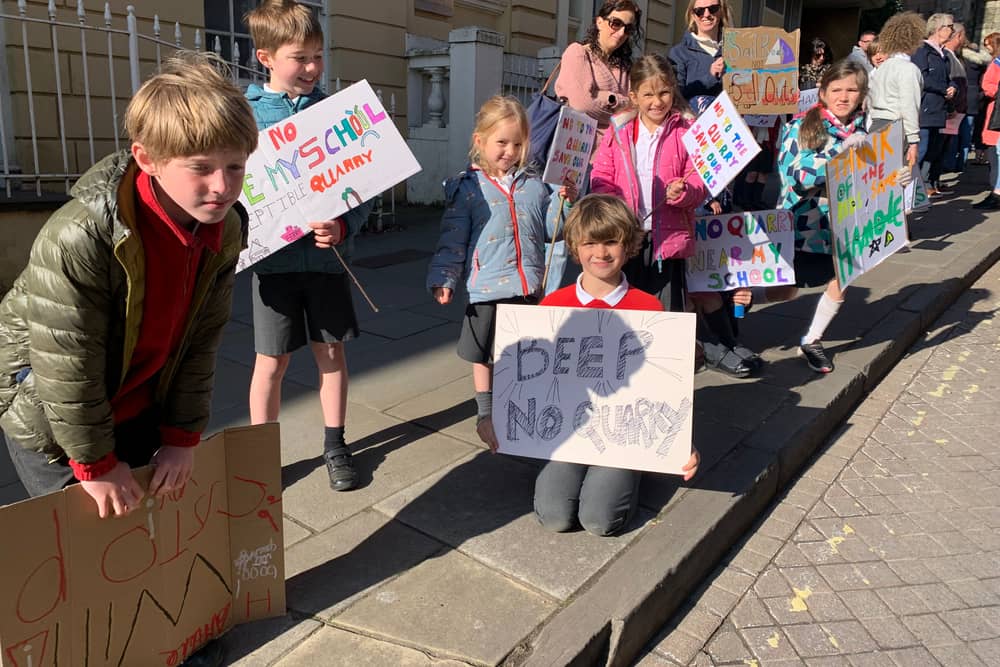 Hamble residents and schoolchildren have been protesting against the quarry application