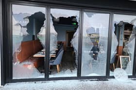 The windows of the Isla Bay restaurant were smashed overnight.