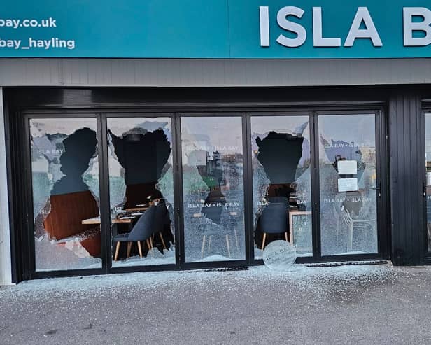 The windows to the Isla Bay Seafront Kitchen were smashed overnight.