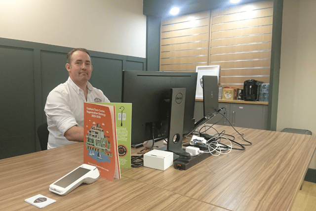 Co-Director Tom Burgess at the co-working space in Fareham Shopping Centre.