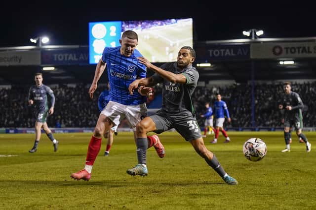 Colby Bishop scored in Pompey's 2-1 victory over Cardiff in February.