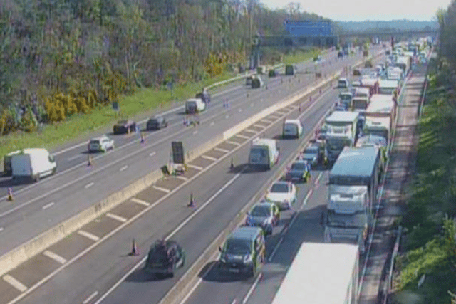 Traffic delays after M27 crash today