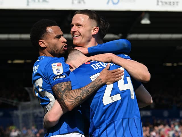 Pompey's Josh Murphy and Colby Bishop have linked up to good effect this season. Pic: Graham Hunt/ProSportsImages