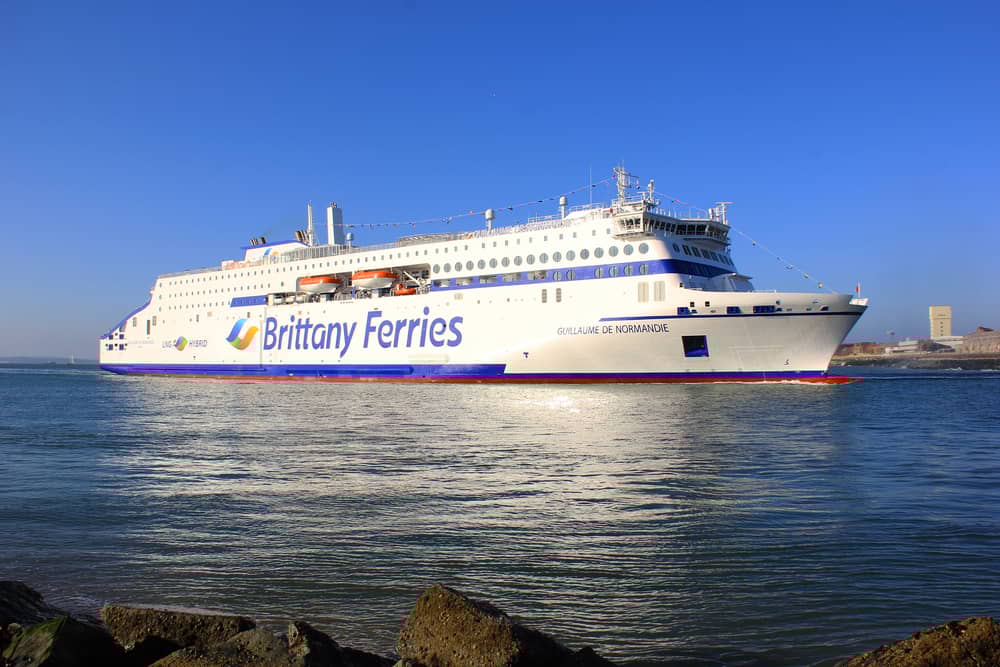 MV Guillaume de Normandie, a new hybrid vessel operated by Brittany Ferries, visited Portsmouth for the first time as she is set for her first commercial sailing soon.