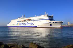 MV Guillaume de Normandie, a new hybrid vessel operated by Brittany Ferries, visited Portsmouth for the first time as she is set for her first commercial sailing soon.