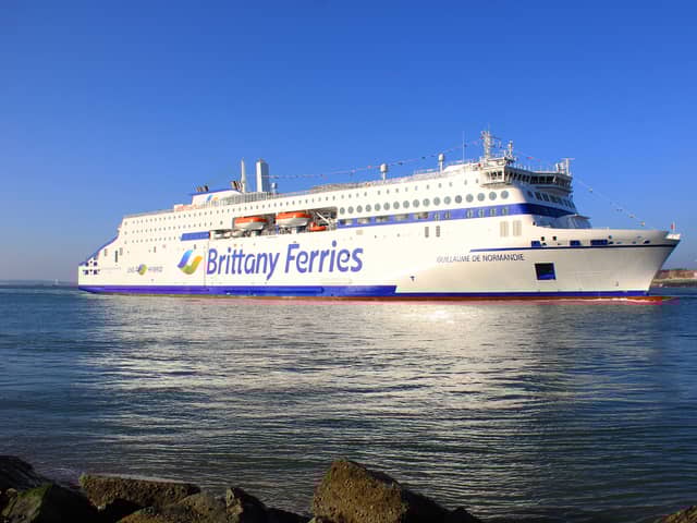 MV Guillaume de Normandie, a new hybrid vessel operated by Brittany Ferries, visited Portsmouth for the first time as she is set for her first commercial sailing soon.
