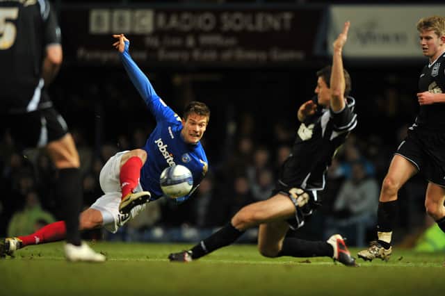 Marko Futacs in action against Ipswich at Fratton Park in February 2012. Picture: Steve Reid