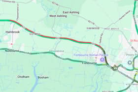 There are long delays on the A27 following a crash