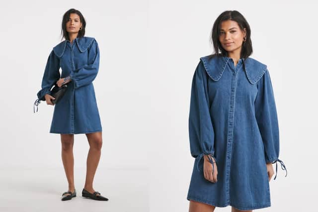 Mid Blue Oversized Collar Denim Dress £48