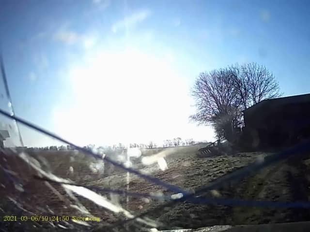 Charlie Taylor, driving after the crash. A reckless drink driver was caught on his own dash cam crashing his car into a tree after a night of booze - and plotting to falsely report it stolen. 