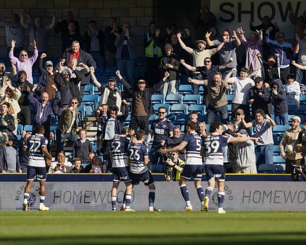 Millwall celebrate their late win over Pompey