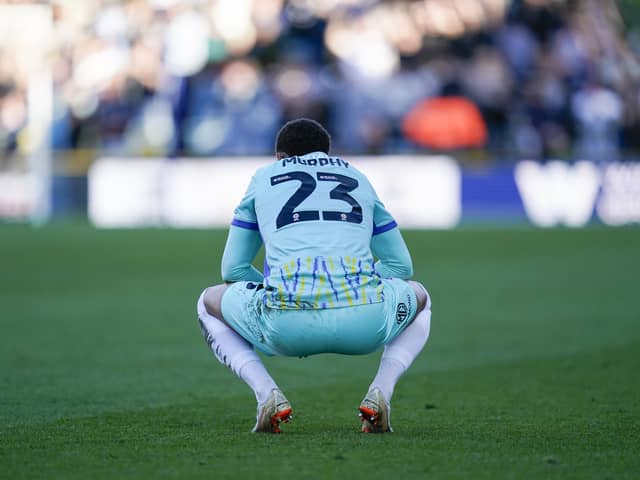 Full-time agony for Josh Murphy after another last-gasp away defeat during this awful Pompey season on the road. Picture: Jason Brown/ProSportsImages