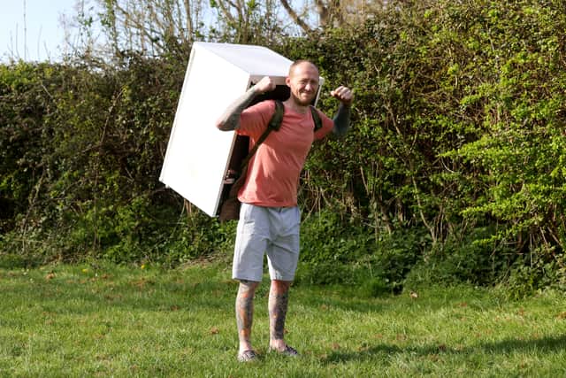 Mick Runalls, 41, will carry a fridge up and down Mount Snowdon in May to raise money for Make a Wish, M.A.T.E and Sophie's Legacy.

Picture: Sam Stephenson