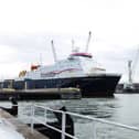 Condor Ferries vessel MV Commodore Goodwill has been put up for sale as she ends her unsung career transporting goods between Portsmouth and the Channel Islands. Pictured if the ferry in Portsmouth International Port on Friday 28th March 2025.
