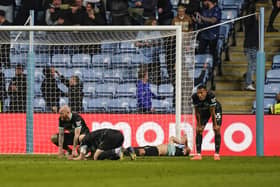 Pompey are floored by Coventry's 94th-minute winner last night. Pic: Jason Brown/ProSportsImages