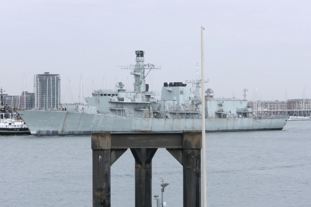 A Royal Navy Lieutenant has spoke about the disposal of HMS Monmouth. The Type 23 frigate left Portsmouth on April 3, being towed and bound for Turkey to be scrapped.