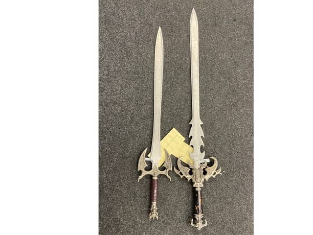 Swords were seized by police during a raid of a property in Gosport.
