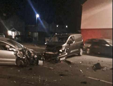 A van and car crashed on The Strand in Hayling Island on Saturday