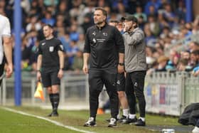 Derby boss John Eustace at Pompey on Saturday. Pic: Jason Brown/ProSportsImages