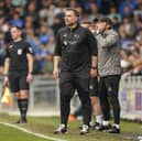 Derby boss John Eustace at Pompey on Saturday. Pic: Jason Brown/ProSportsImages