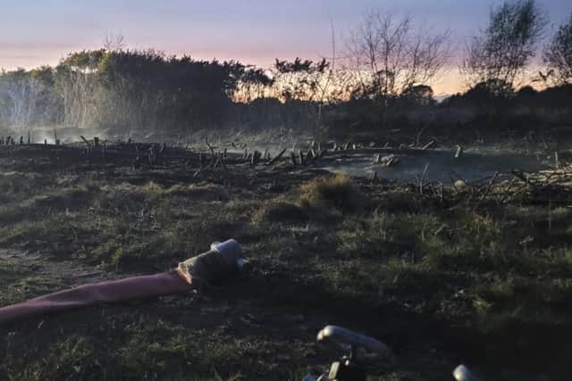 Firefighters tackled a gorse fire at Browndown Common, Gosport, last night (April 13). 
