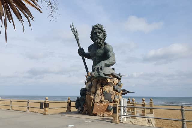 The impressive King Neptune statue on the Virginia Beach Boardwalk