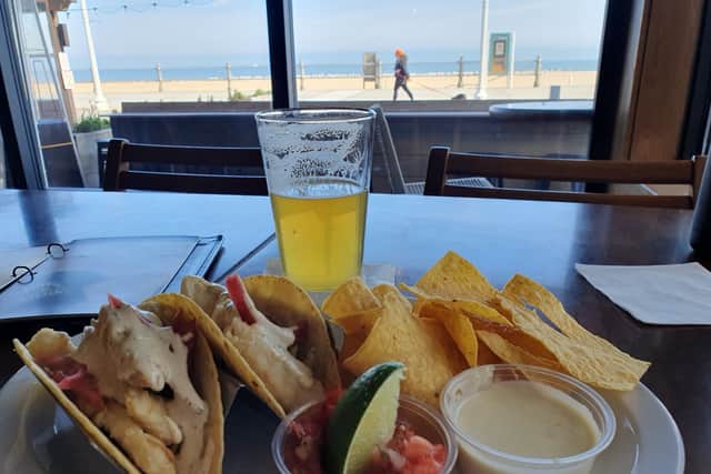 Fish tacos and an Orange Crush IPA helped me with my reflections on a Pharrell Williams-inspired  'Happy' weekend in Virginia Beach