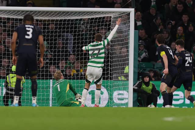  Bobby Wales of Kilmarnock scores his sides opening goal during the Scottish Gas Scottish Cup Fourth Round match between Celtic and Kilmarnock