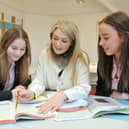 Sixth Form pupils study with Mrs Bonnie Christie, the head of sixth form at Harrogate Ladies’ College