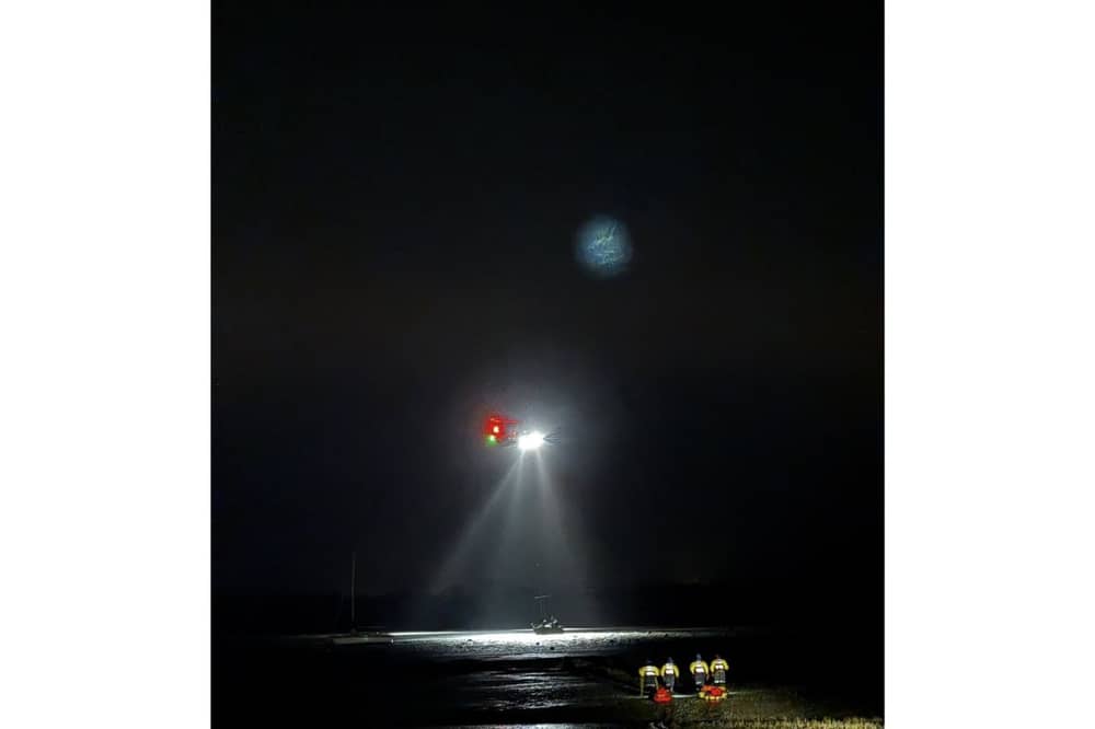 Coastguard teams from Hayling Island, Portsmouth and Selsey helped rescue three people stuck in the mud off Hayling Island last night (April 15)