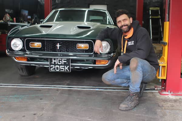 Sam Hard pictured by the restored 1972 Mach 1 Mustang Picture: Habibur Rahman